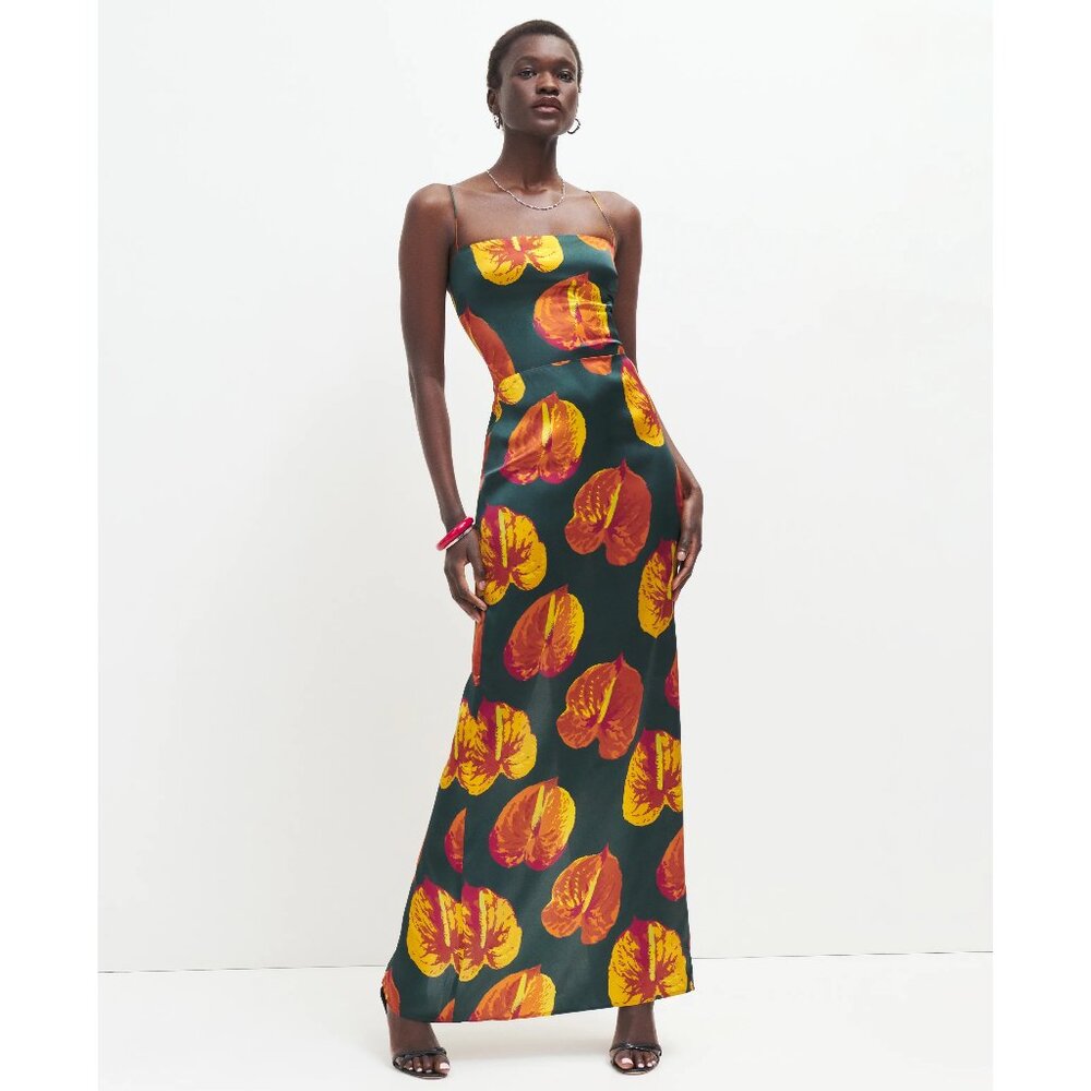 NWT Reformation Frankie Silk Maxi Dress Daiquiri Sz 2